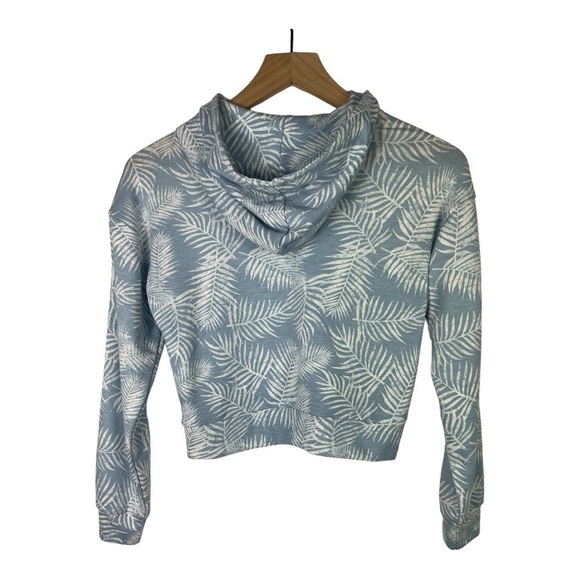 Freely Tropical Print Cropped Hoodie Light Blue  EUC Sz M - Picture 2 of 8